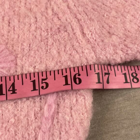 New Zara Alpaca Wool Blend Crop Pink Embroidered Sweater S Small - Picture 9 of 9